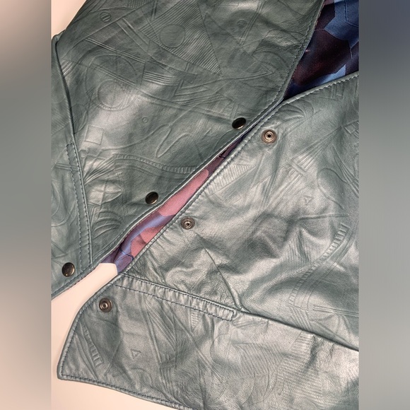 Leather Vest teal Reversible Country core Cottage core Vest - Picture 3 of 15